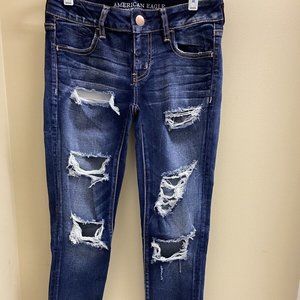 American Eagle Womens Ripped Super Low Jegging Jeans size 4 Regular
